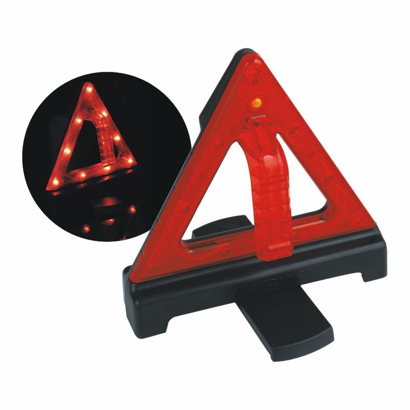 Triángulo de advertencia de seguridad vial con LED intermitente manejar y montar fácilmente para emergencias de automóviles